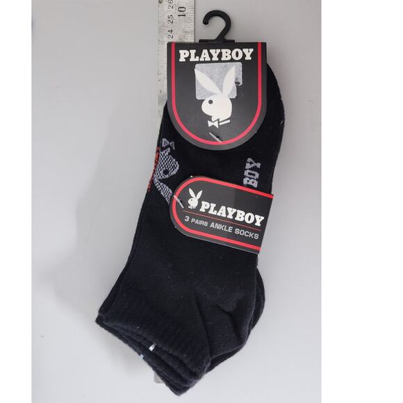 3 Pairs Playboy Ankle Socks Black Purple Red Gray Bunny Rabbit Unisex Men WOMEN - Picture 6 of 7